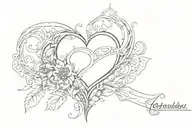 Names and heart shape tattoo design idea