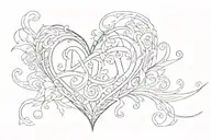 Names and heart shape tattoo design idea