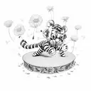 Tigger bouncing on a trampoline made of flowers tattoo design idea