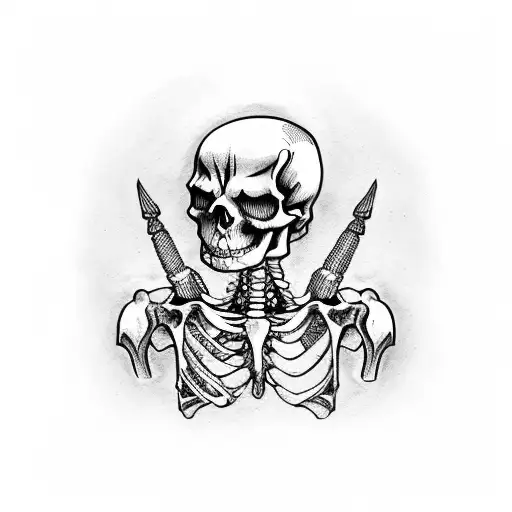 skeleton dressed in confederate uniforms  tattoo design idea