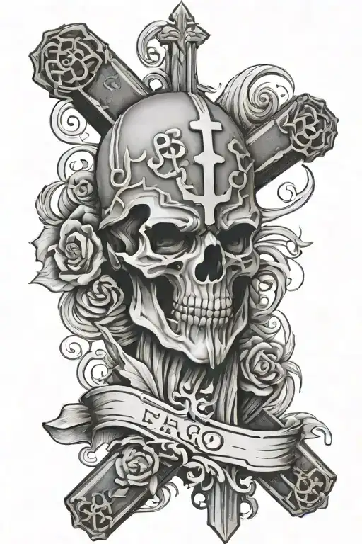 fear god with cross tattoo design idea