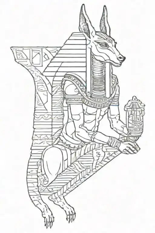 ANUBIS CON PIRAMIDES tattoo design idea