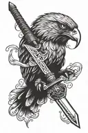 hawk with sword tattoo design idea