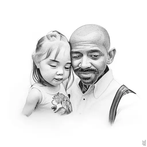 A heartwarming portrait of a father and daughter sharing a special moment, symbolizing your deep bond and love for fatherhood tattoo design idea
