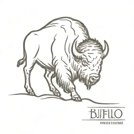 A minimalist tattoo design of a buffalo silhouette with the skyline of Buffalo, NY in the background tattoo design idea