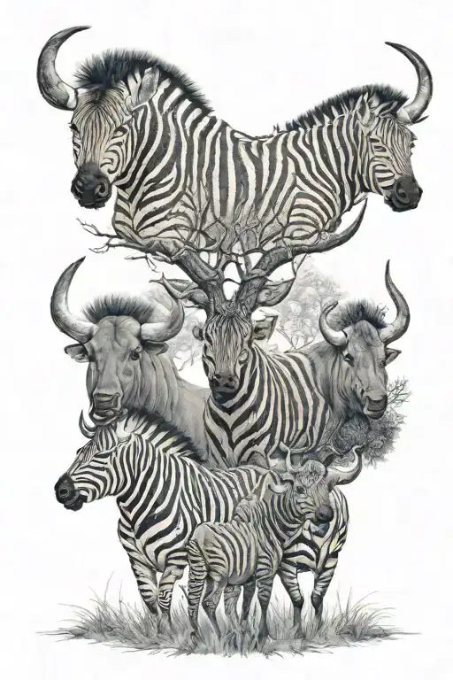 Hunting game in south africa in the bushveld with zebra, oryx, buffalo, and my two boys  tattoo design idea