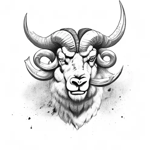 Aggressive ram head  tattoo design idea