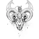 Aggressive ram head  tattoo design idea