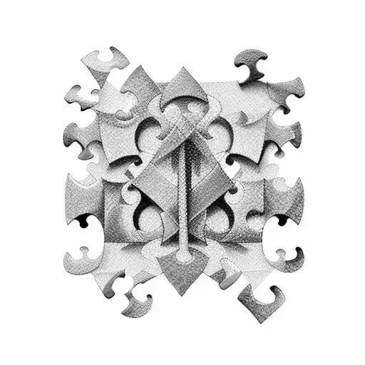 A collection of colorful puzzle pieces forming a beautiful melody tattoo design idea