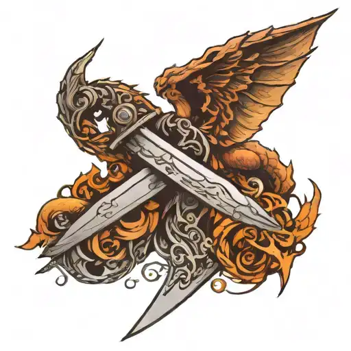I want to create a tattoo look like sword with dragon wings and symetric to sword  for upperback 13cm lenght tattoo design idea