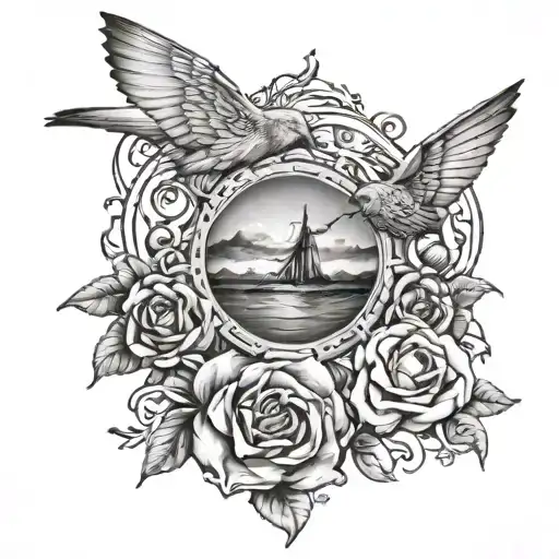 Black and grey tattoo based on song Matthew by John Denver  tattoo design idea