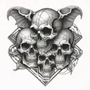 A geometric design featuring intertwined skulls, representing loyalty and unity among bikers tattoo design idea