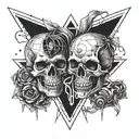 A geometric design featuring intertwined skulls, representing loyalty and unity among bikers tattoo design idea