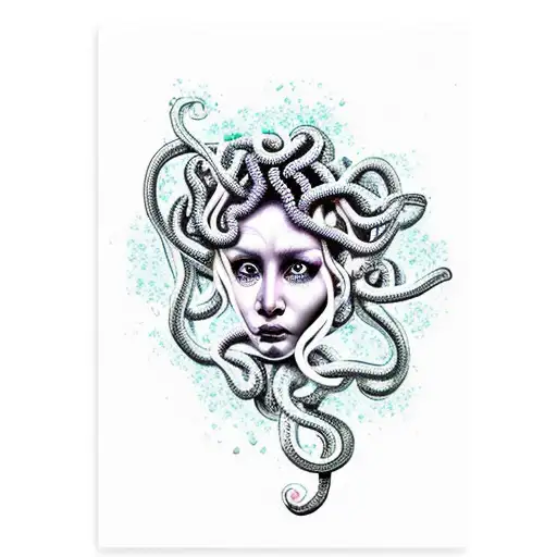 beautiful medusa crying blood tattoo design idea