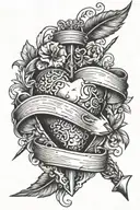 cupids bow heart thing with arrow going in it but only the too n bottom without cupid and my gradpas biryjday inbloved i tattoo design idea