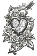 cupids bow heart thing with arrow going in it but only the too n bottom without cupid and my gradpas biryjday inbloved i tattoo design idea