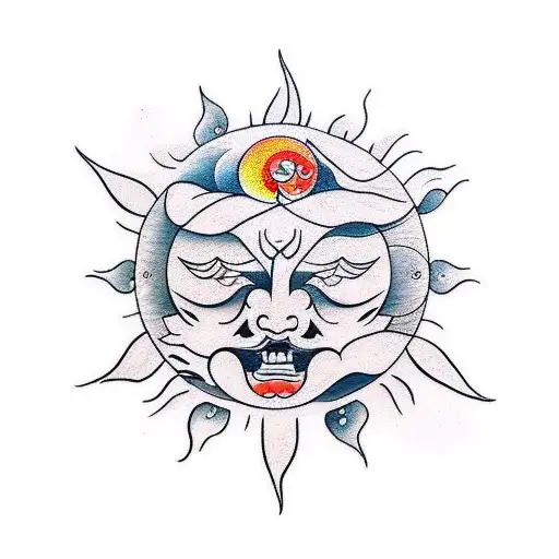 Sun and Moon tattoo design idea