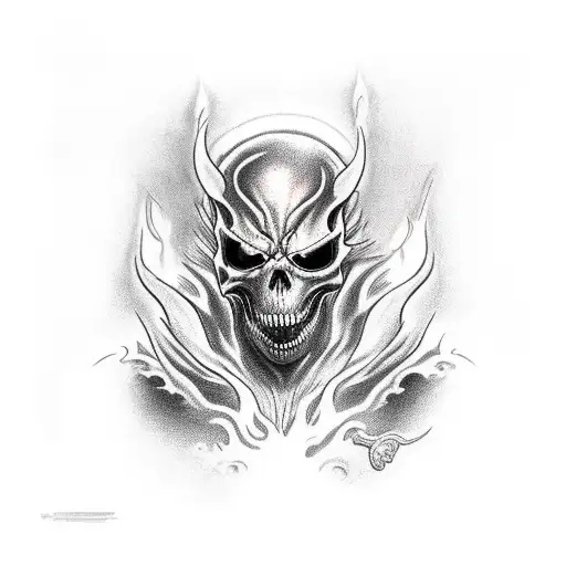 Ghost rider eating Puré a la chandle tattoo design idea