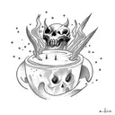 Ghost rider eating Puré a la chandle tattoo design idea