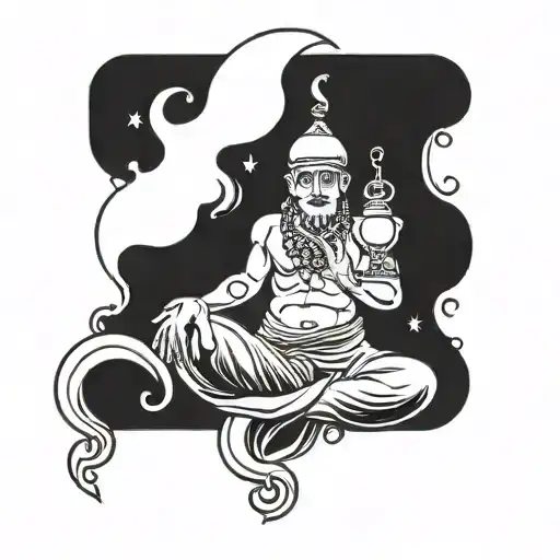 Genie from the lamp tattoo design idea