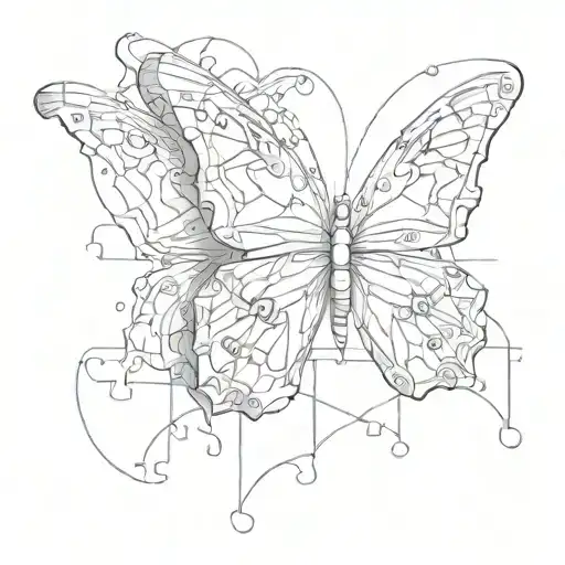puzzle 3d butterfly sitting tattoo design idea