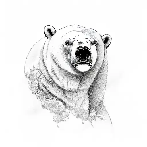 polar bear peach  sleeve  tattoo design idea