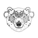 polar bear and  peach  sleeve  tattoo design idea