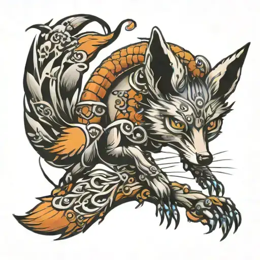 fox mosquito compained tattoo design idea