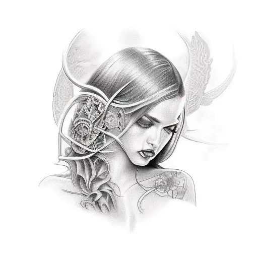 BDSM girl nude tattoo design idea