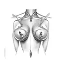 sexy girl nipple clamps tattoo design idea
