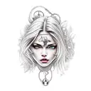 sexy girl nipple clamps tattoo design idea