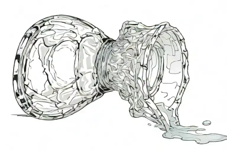 broken vase with water tattoo design idea