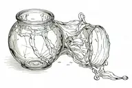 broken vase with water tattoo design idea