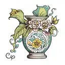 broken vase with water tattoo design idea