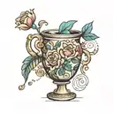 broken vase with water tattoo design idea