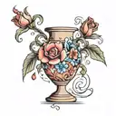 broken vase with water tattoo design idea