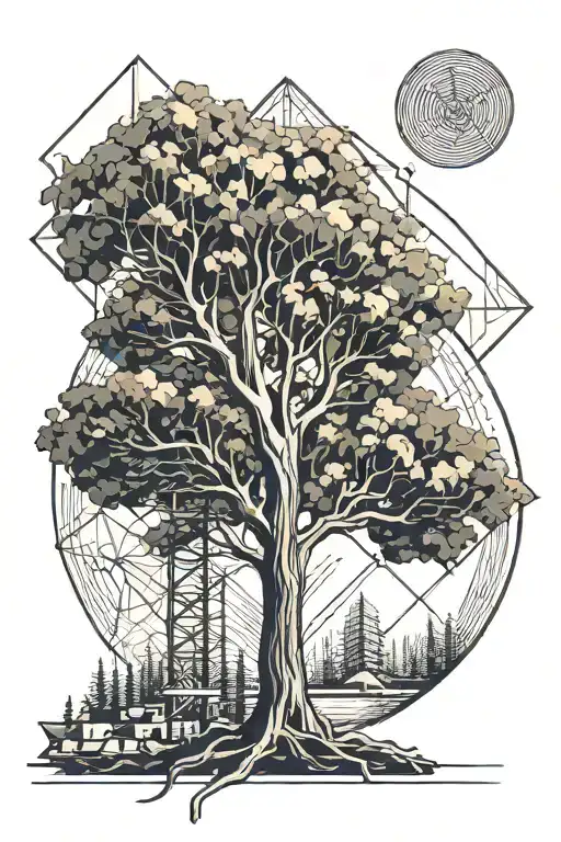 Tree grafic tattoo design idea