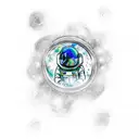 Astronaut floating in space surrounded by swirling galaxies and nebulae, holding a glowing marijuana joint tattoo design idea