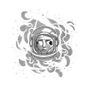 Astronaut floating in space surrounded by swirling galaxies and nebulae, holding a glowing marijuana joint tattoo design idea