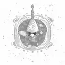 Astronaut floating in space surrounded by swirling galaxies and nebulae, holding a glowing marijuana joint tattoo design idea