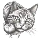 Orange cat with pumpkin  tattoo design idea