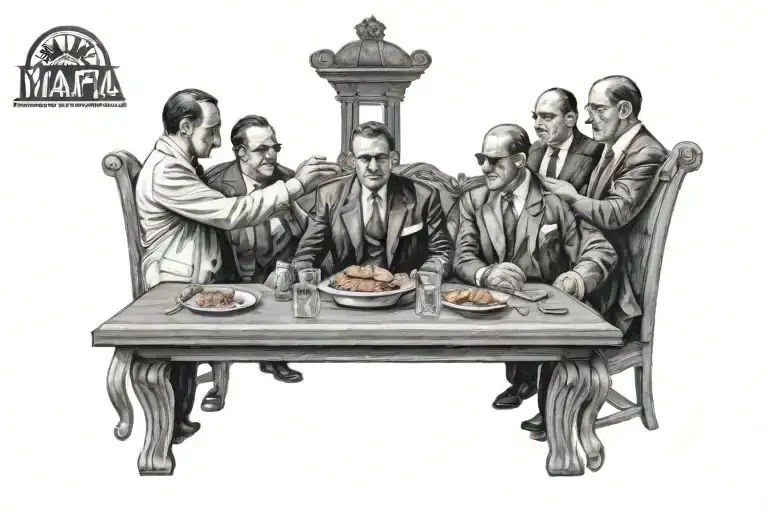 mafia last supper table tattoo design idea
