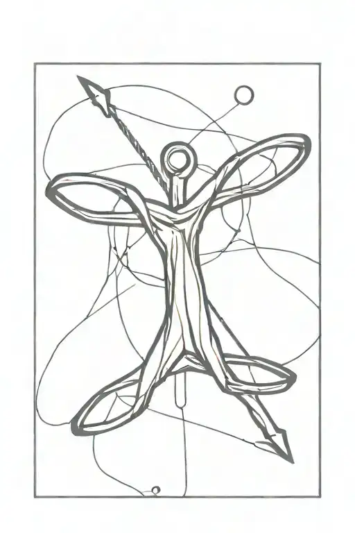 staff and slingshot in cross shape tattoo design idea