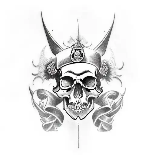 honor policia skull tattoo design idea