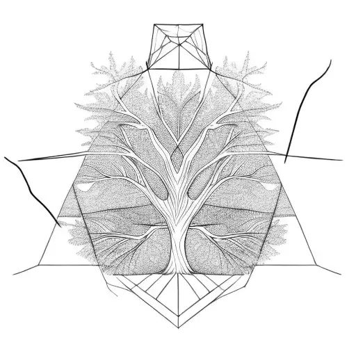 wings tree with roots in a triangle tattoo design idea