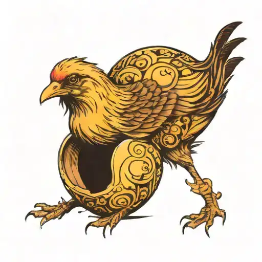 a chick is born from an egg shell pattern tattoo design idea