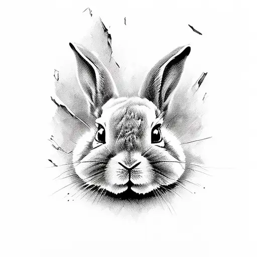 bunny head with a scar on a eye tattoo design idea