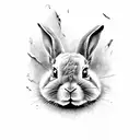 bunny head with a scar on a eye tattoo design idea