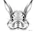 bunny head with a scar on a eye tattoo design idea