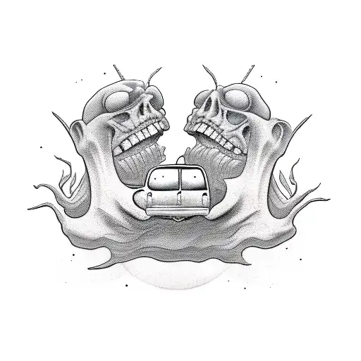 A Giant who's crushing a tiny and his car tattoo design idea